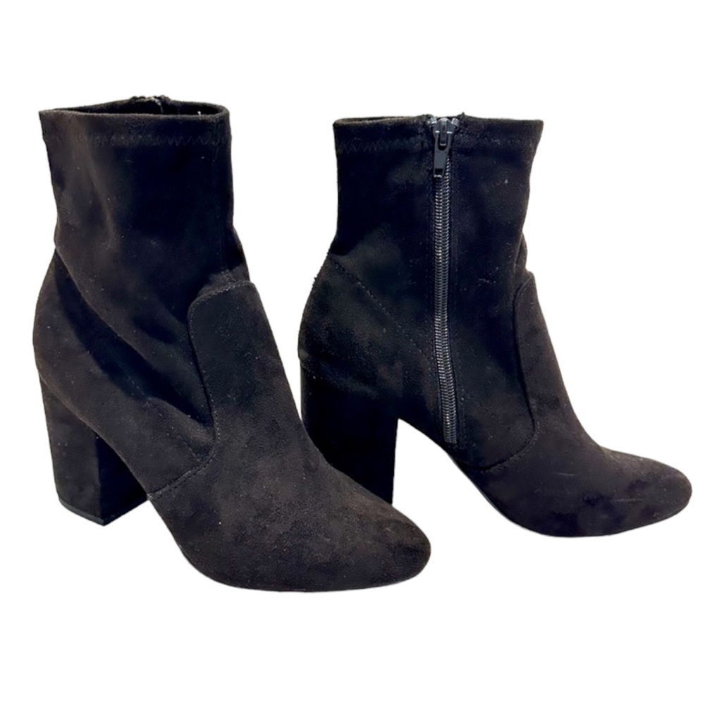 Madden Girl Block Heel Zip Faux Suede Ankle Boots Women's Size 8